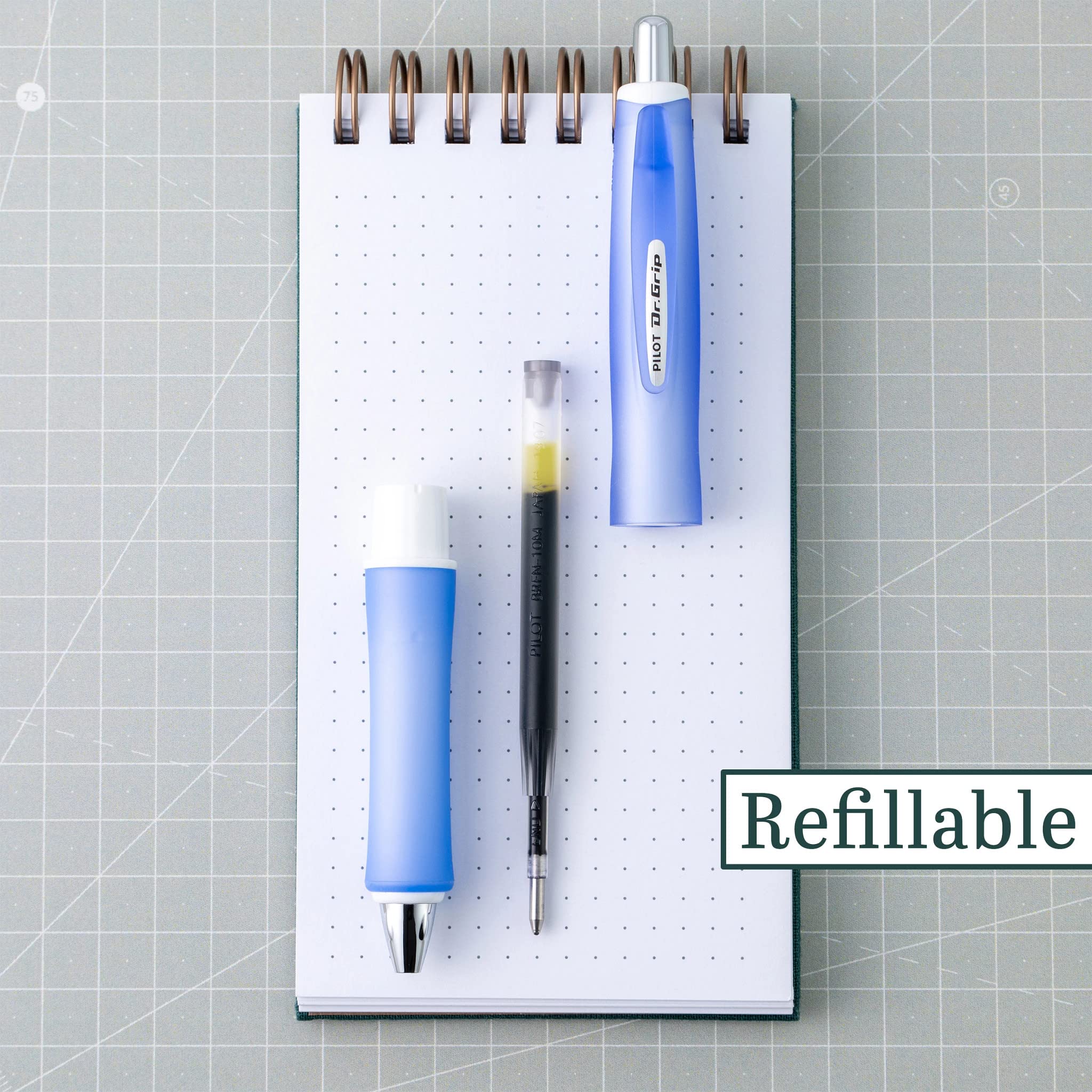 PILOT Dr. Grip Frosted Refillable & Retractable Ballpoint Pen, Medium Point, Black Ink, 3-Pack - Ideal for School, Journaling & Office Writing - Image 4