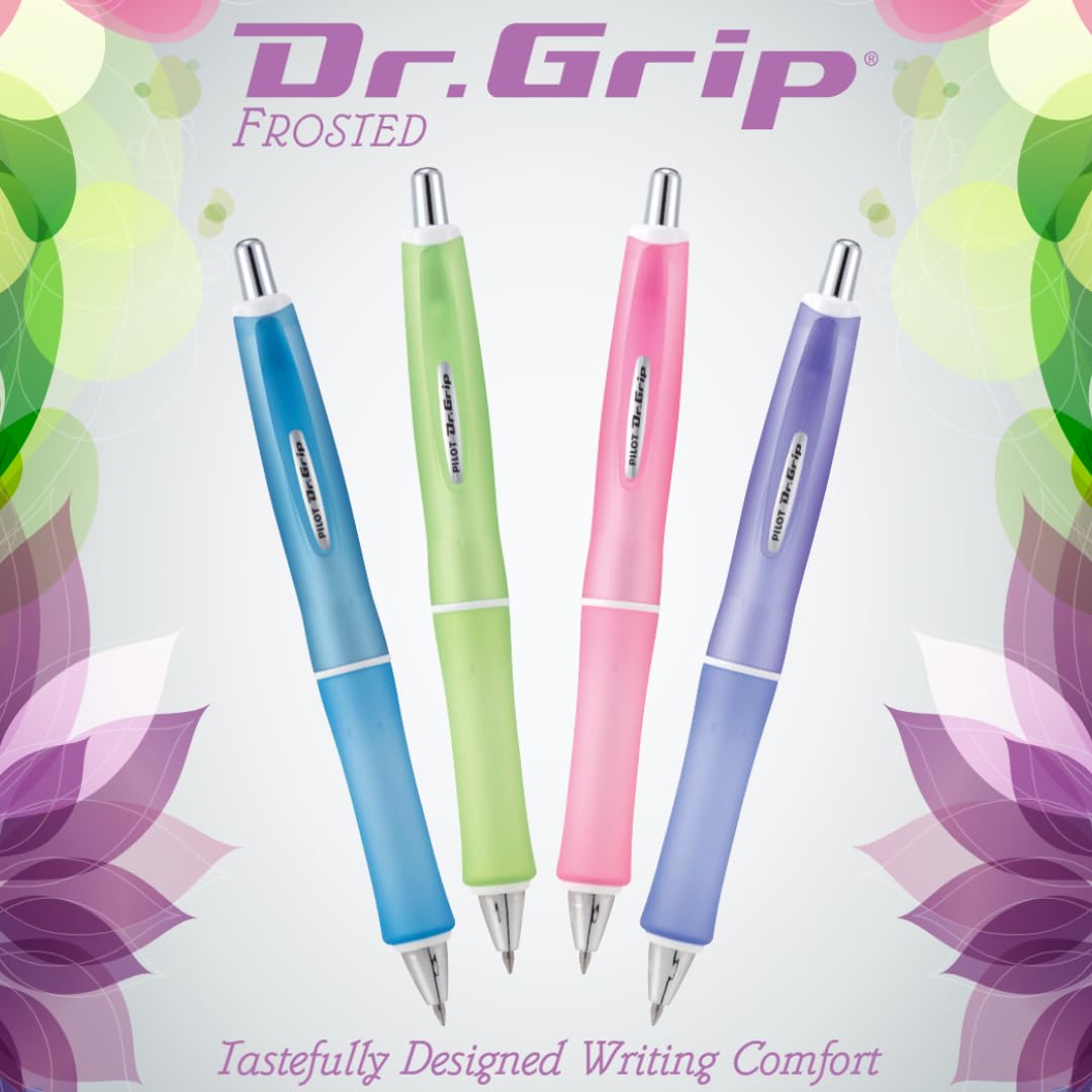 Pilot Dr. Grip Frosted Refillable & Retractable Ballpoint Pen, Medium Point, Pink Barrel, Black Ink, Pack of 2 - Image 6