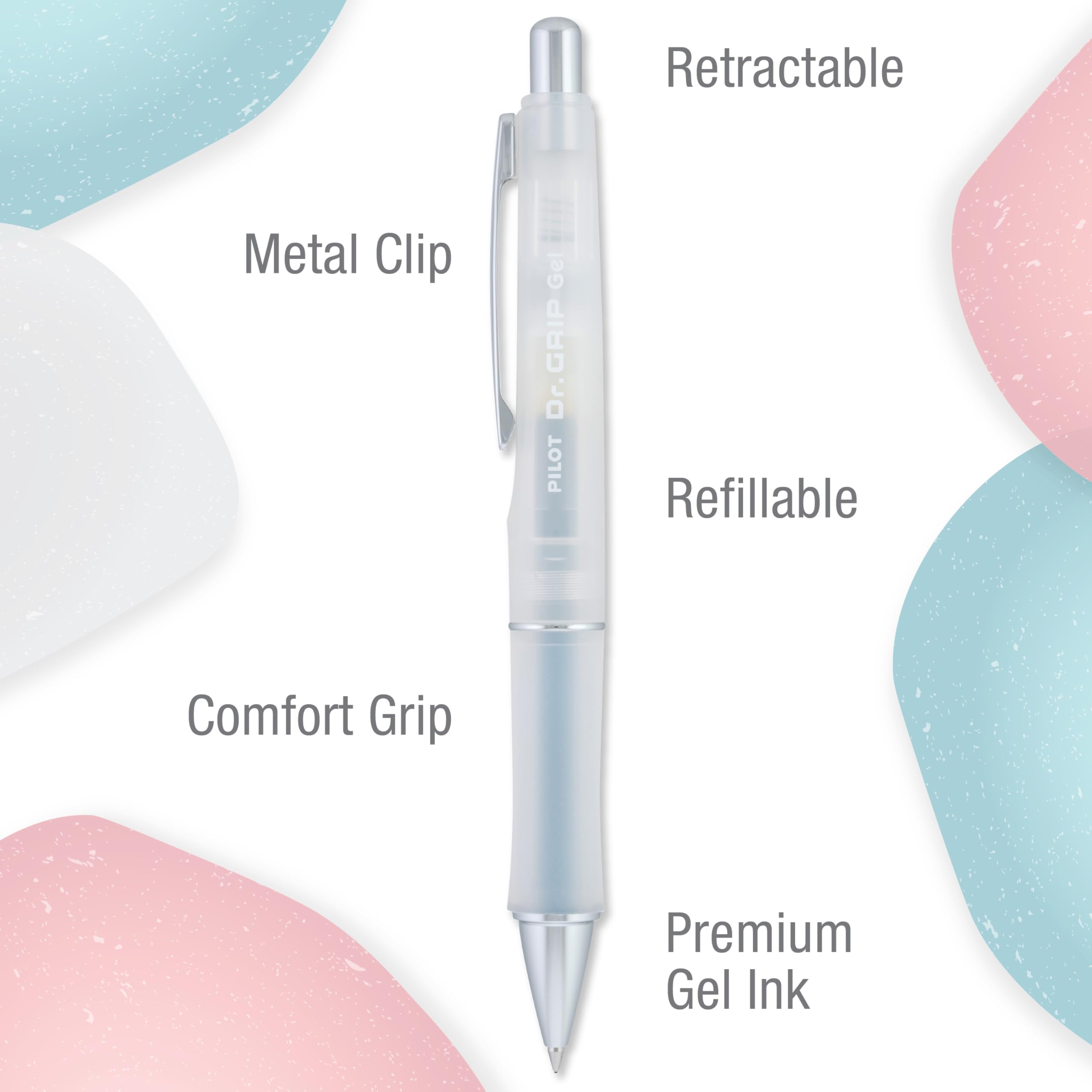 Pilot Dr. Grip Serenity Refillable and Retractable 3 Pack Gel Pens, Fine Point 0.7mm, Soft Aesthetic Barrels, Black Ink Ideal for School, Journaling & Office Writing - Image 6