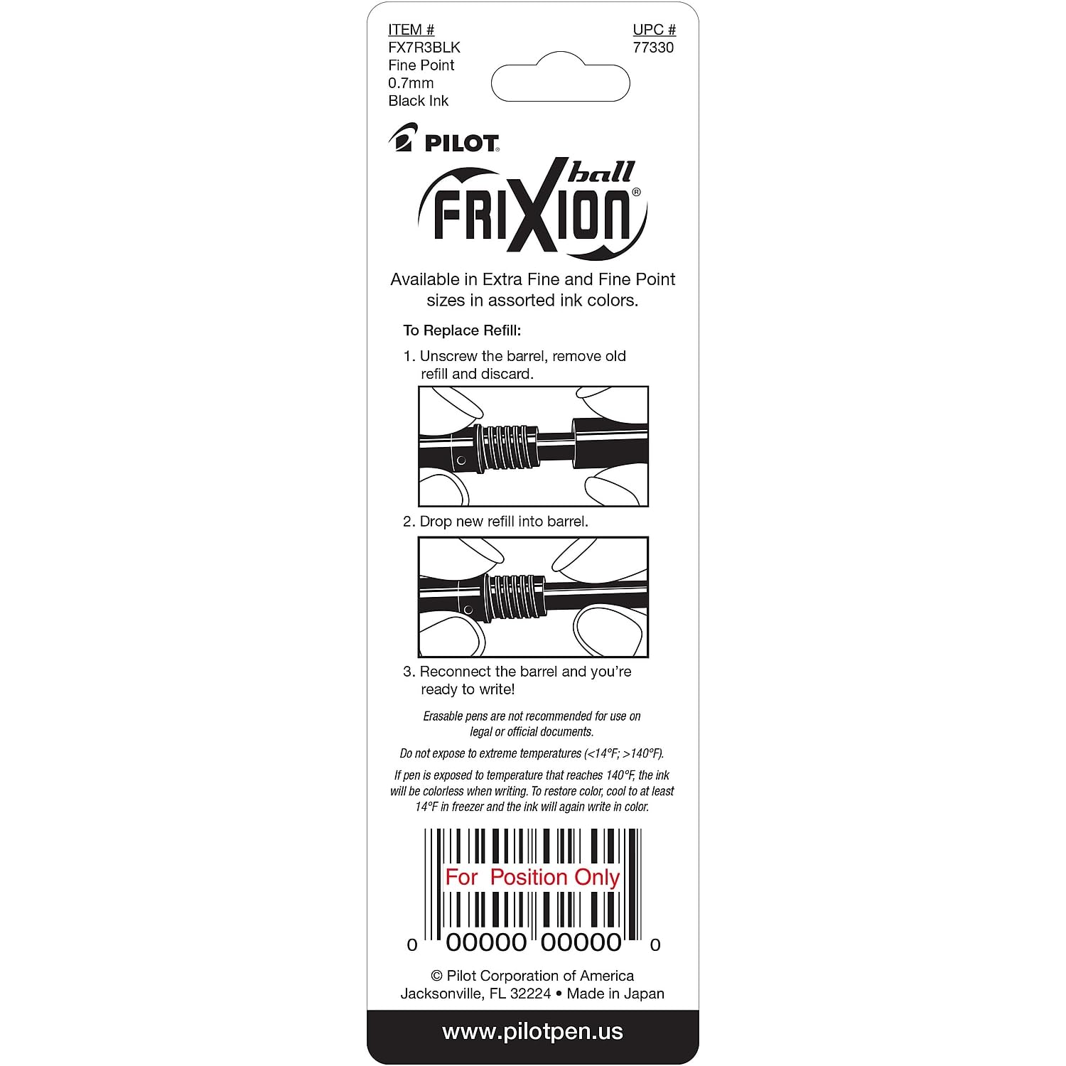 Pilot, FriXion Ball Gel Ink Refills for Erasable Pens, Fine Point 0.7 mm, Pack of 3, Black - Image 4