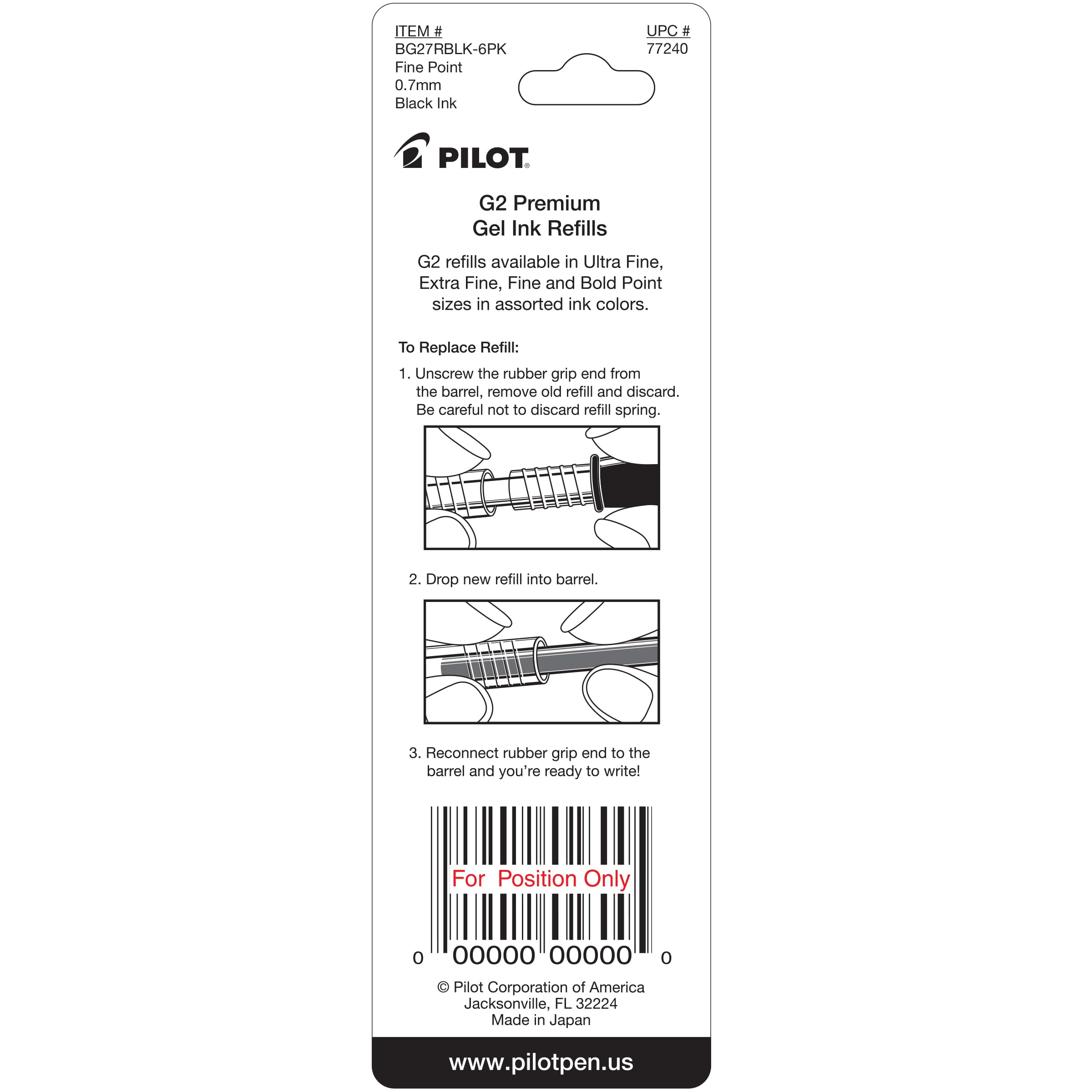 Pilot, G2 Gel Ink Refills, Fine Point 0.7 mm, Black, Pack of 2 - Image 6