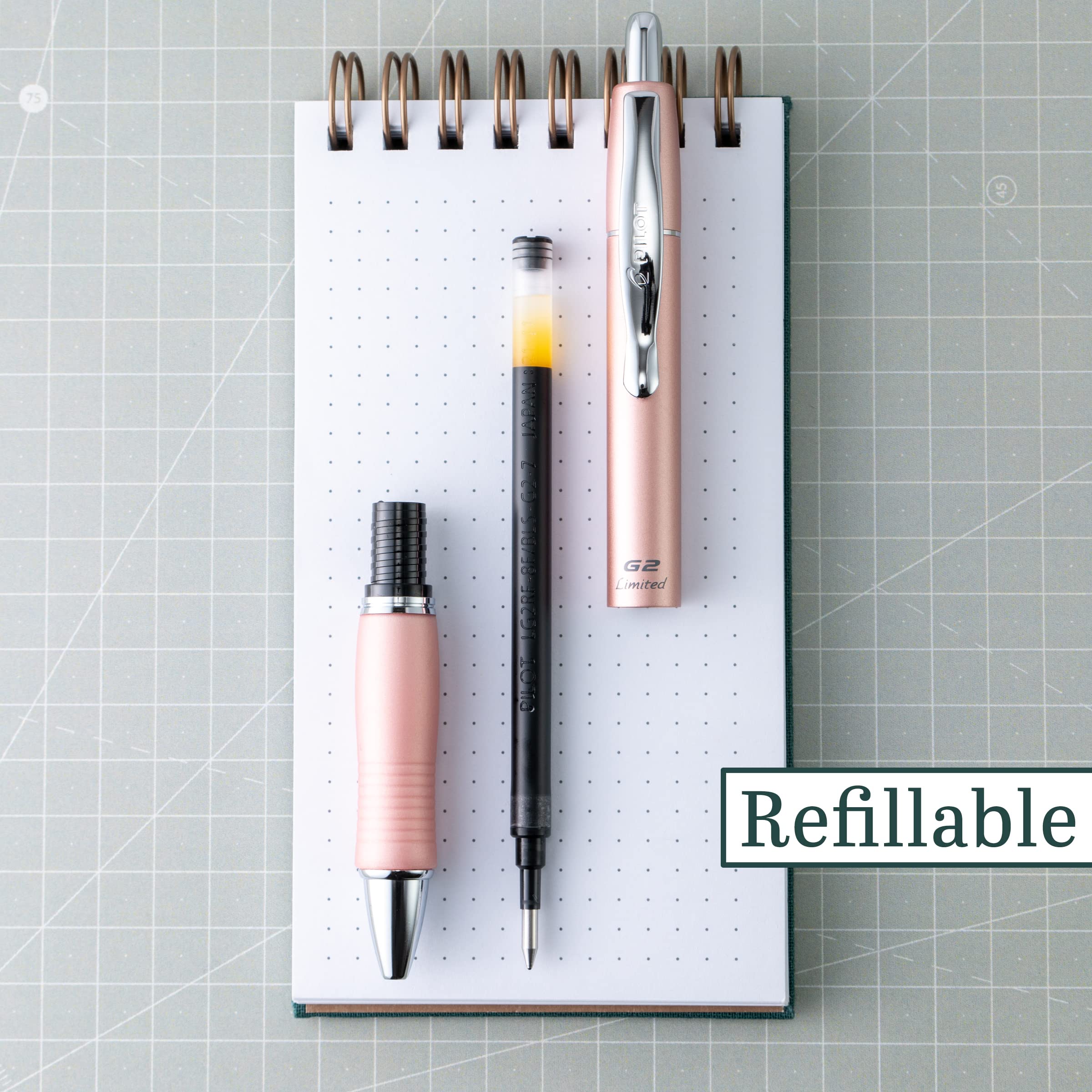 PILOT G2 Limited Refillable & Retractable Gel Pen, Fine Point, Rose Gold Barrel, Black Ink, Single Pen (31543) - Image 3