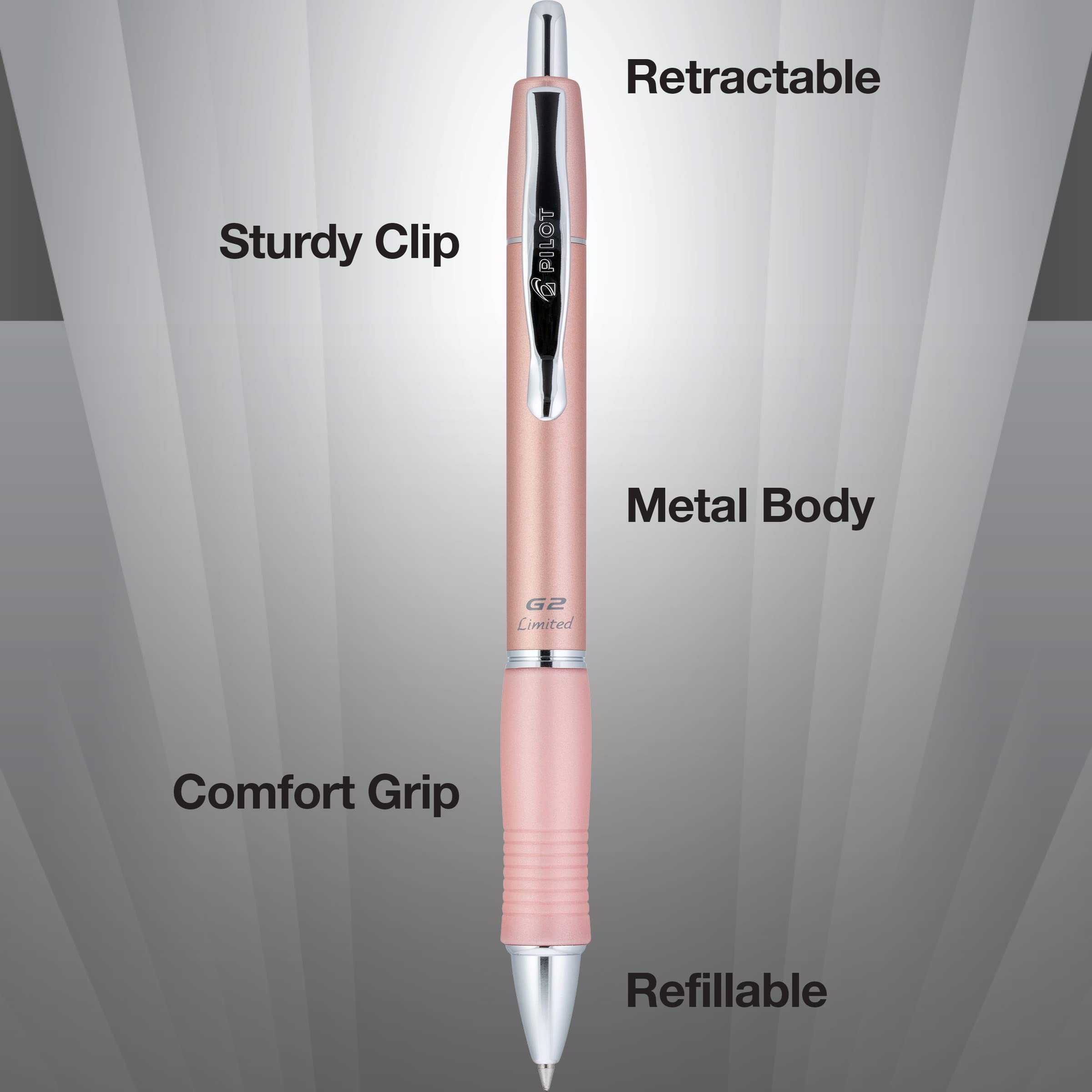 PILOT G2 Limited Refillable & Retractable Gel Pen, Fine Point, Rose Gold Barrel, Black Ink, Single Pen (31543) - Image 4
