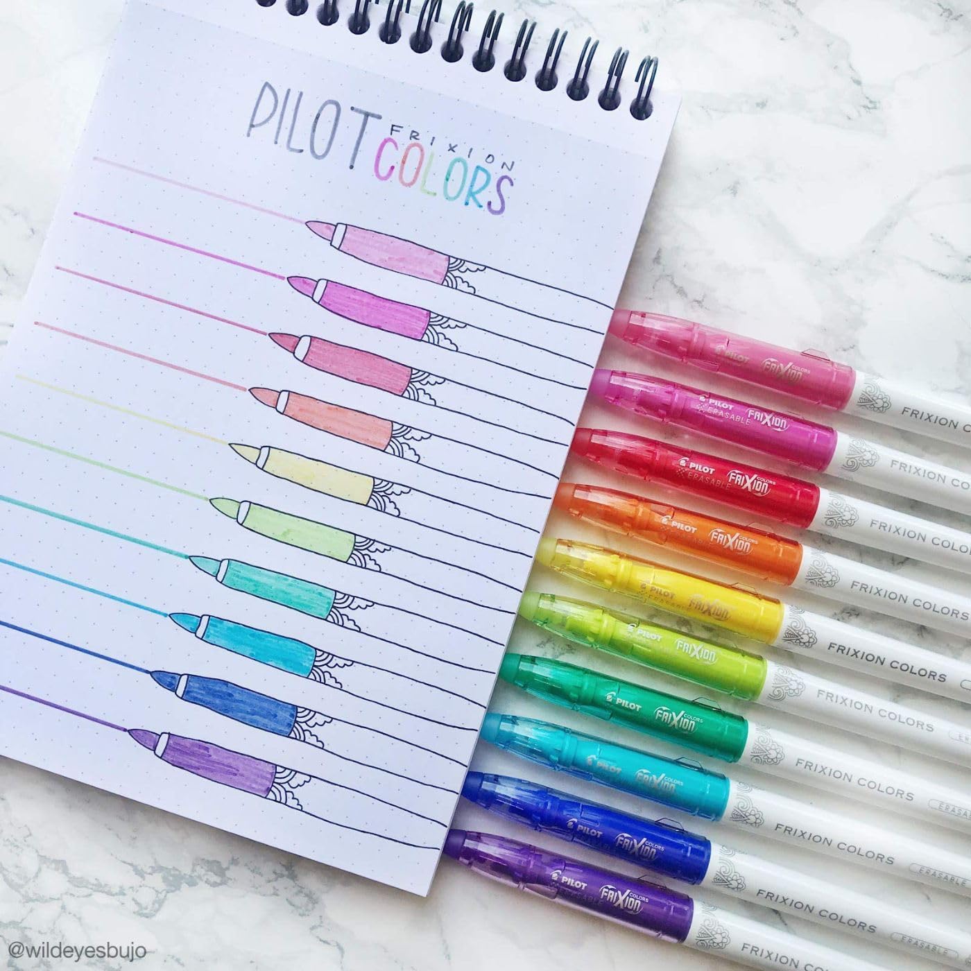 PILOT Pen 44155 FriXion Colors Erasable Marker Pens, Bold Point, Assorted Color Inks, 12-Pack - Image 4