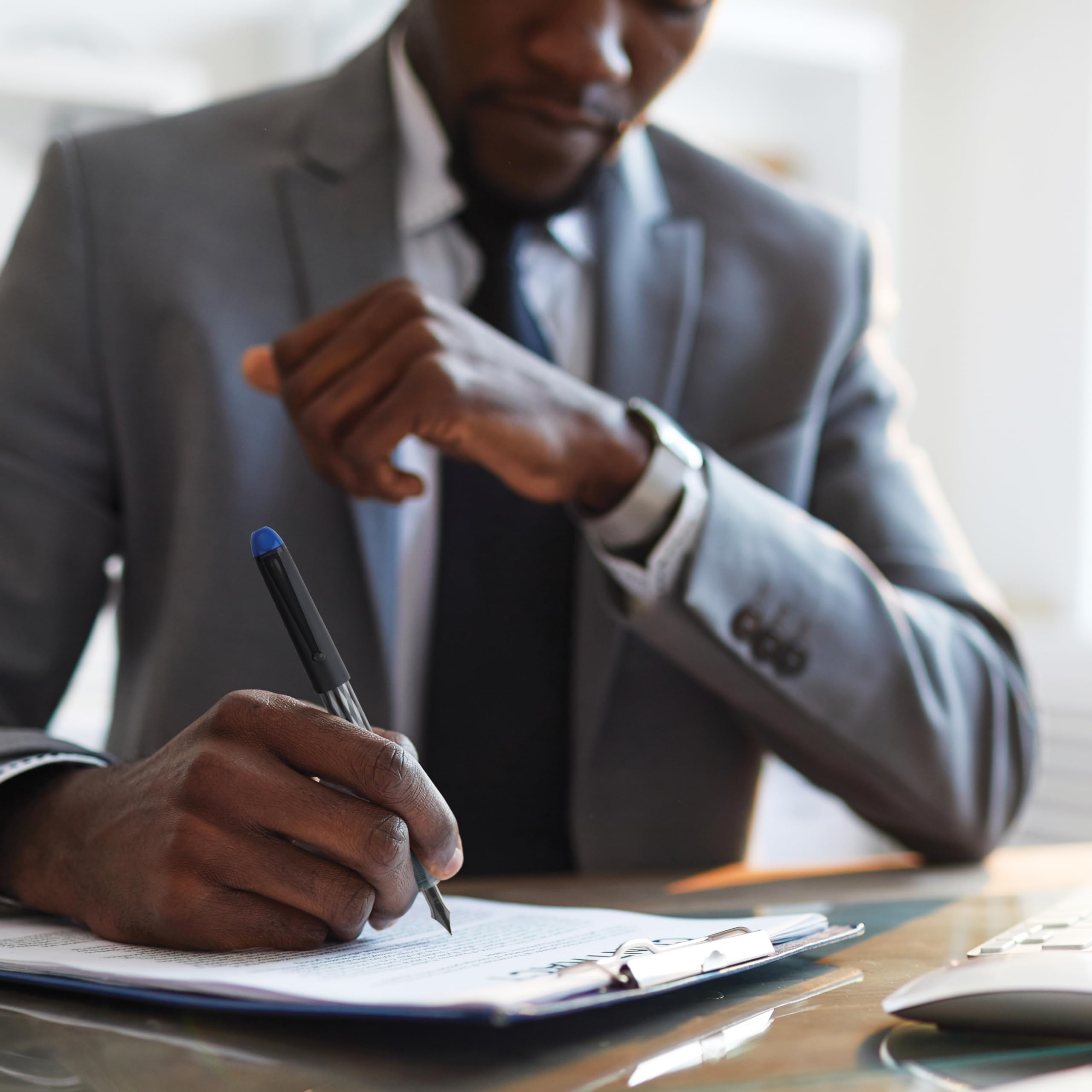 PILOT Pen 90029 Precise Varsity Pre-Filled Fountain Pens, Medium Point Stainless Steel Nib, Black/Blue/Red/Pink/Green/Purple/Turquoise, 7-Pack Pouch - Image 6