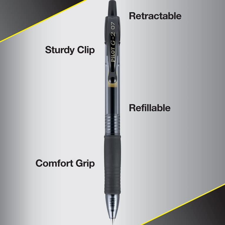 Pilot Pen G2 Black Premium Gel Ink Pens, Retractable And Refillable, Fine Point, 0.7mm, 20-Count - Image 5