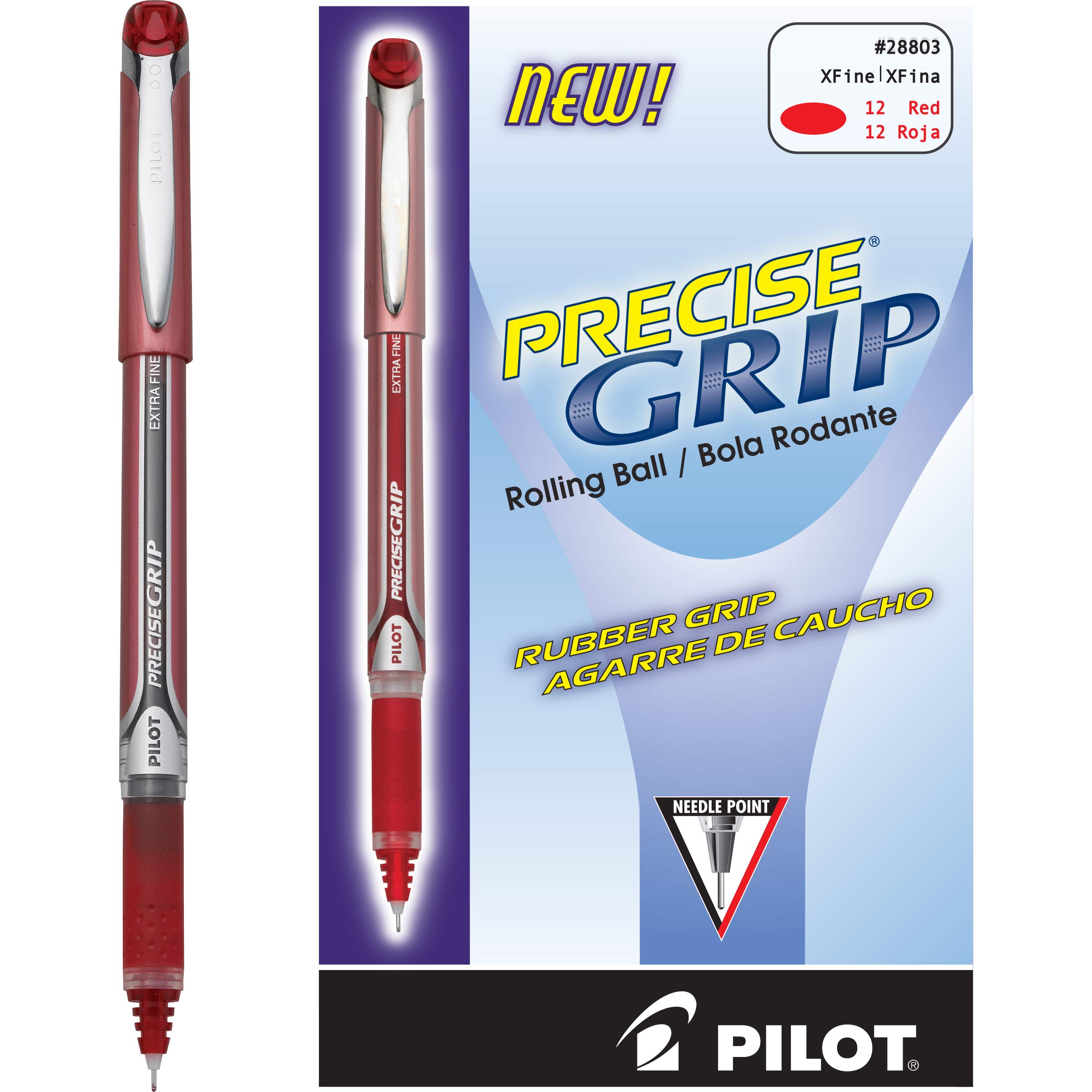 Pilot Precise Grip Liquid Ink Rolling Ball Stick Pens, Bold Point, Red Ink, 12-Pack (28903) - Image 3