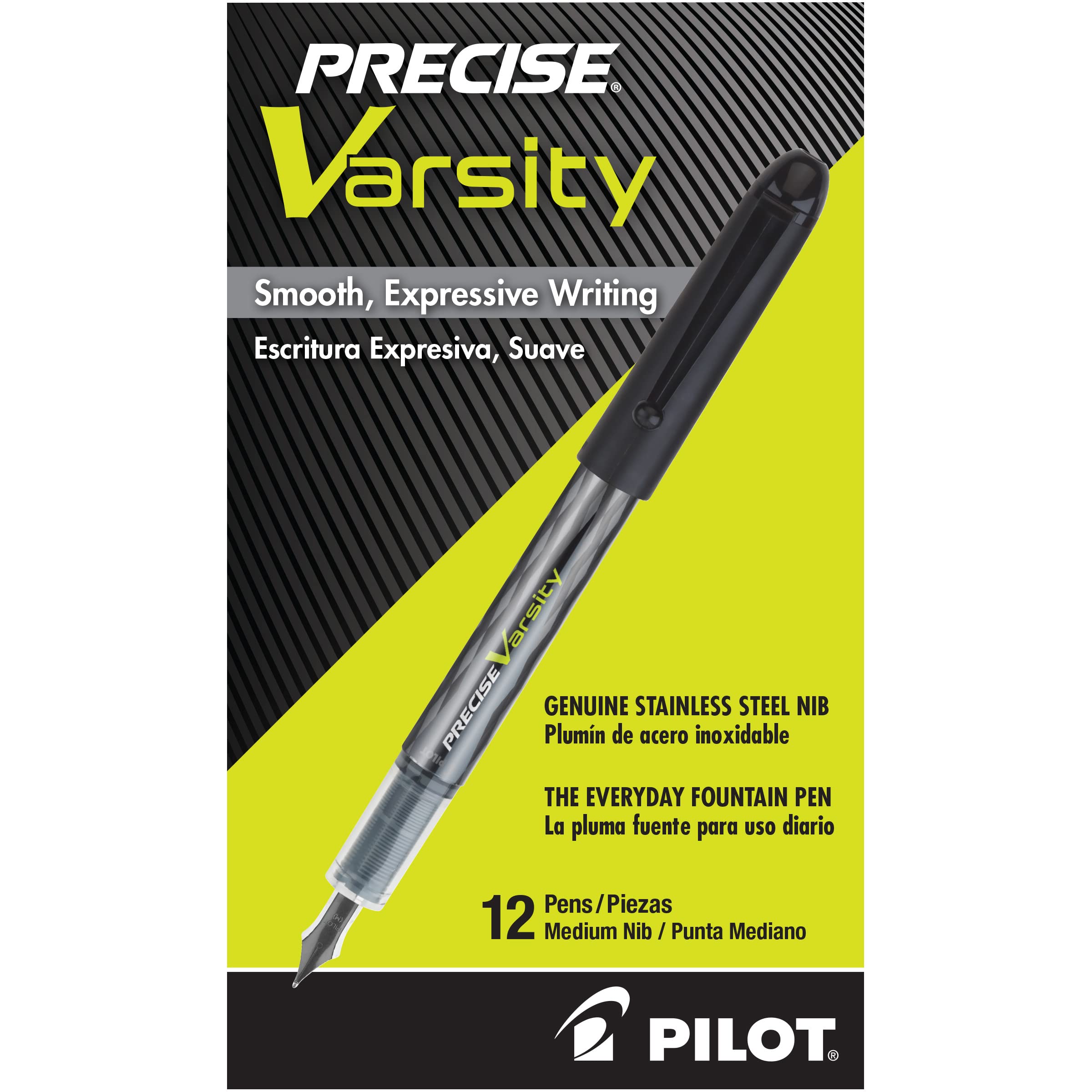 Pilot, Precise Varsity Pre-Filled Fountain Pens, Medium Point 1 mm Stainless Steel Nib, Purple, 12-Pack - Image 4