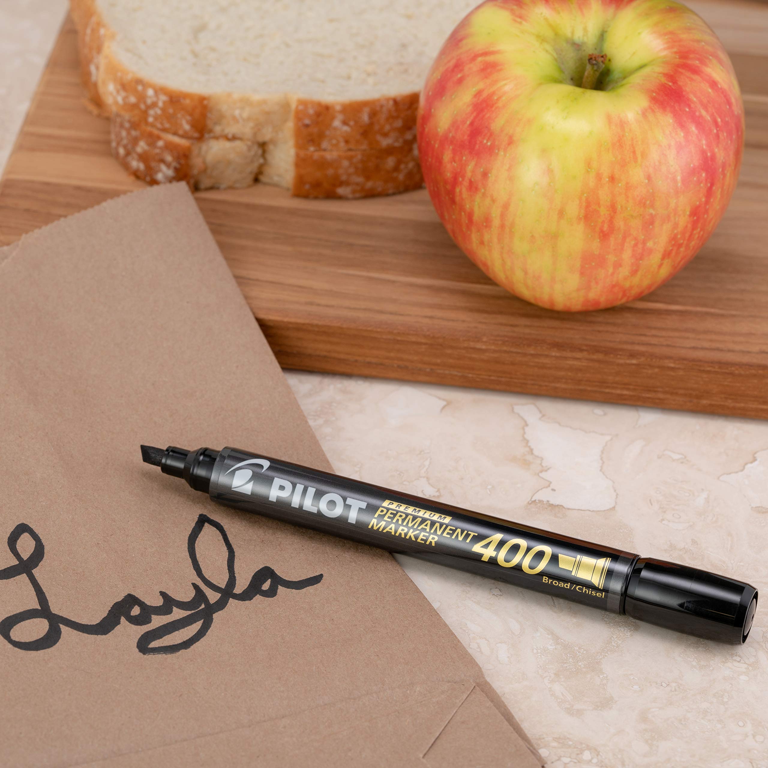 PILOT Premium 400 Permanent Markers, Broad Point Chisel Tip, Black Ink, Box of 12 (SA4-BLK) - Image 4