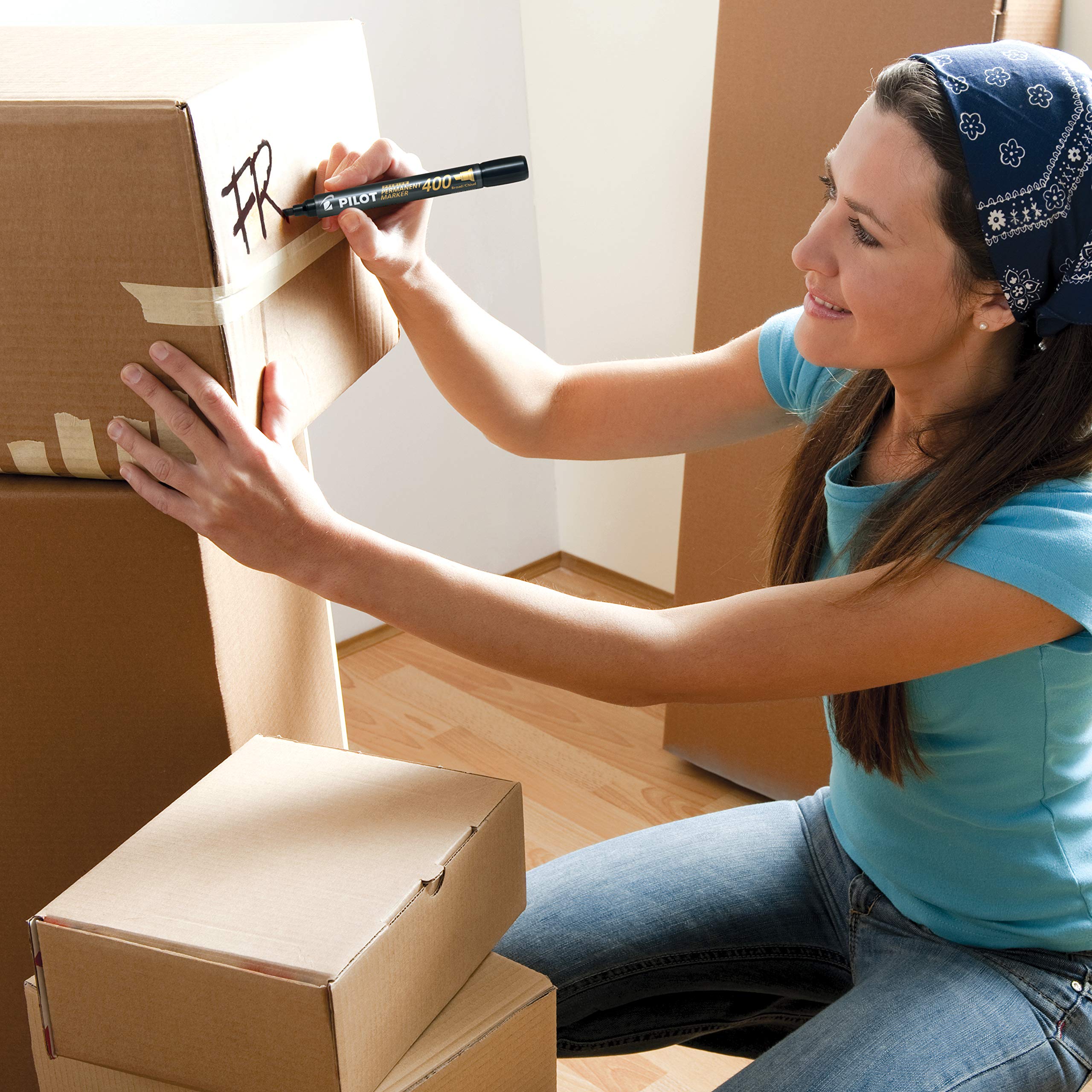 PILOT Premium 400 Permanent Markers, Broad Point Chisel Tip, Black Ink, Box of 12 (SA4-BLK) - Image 5